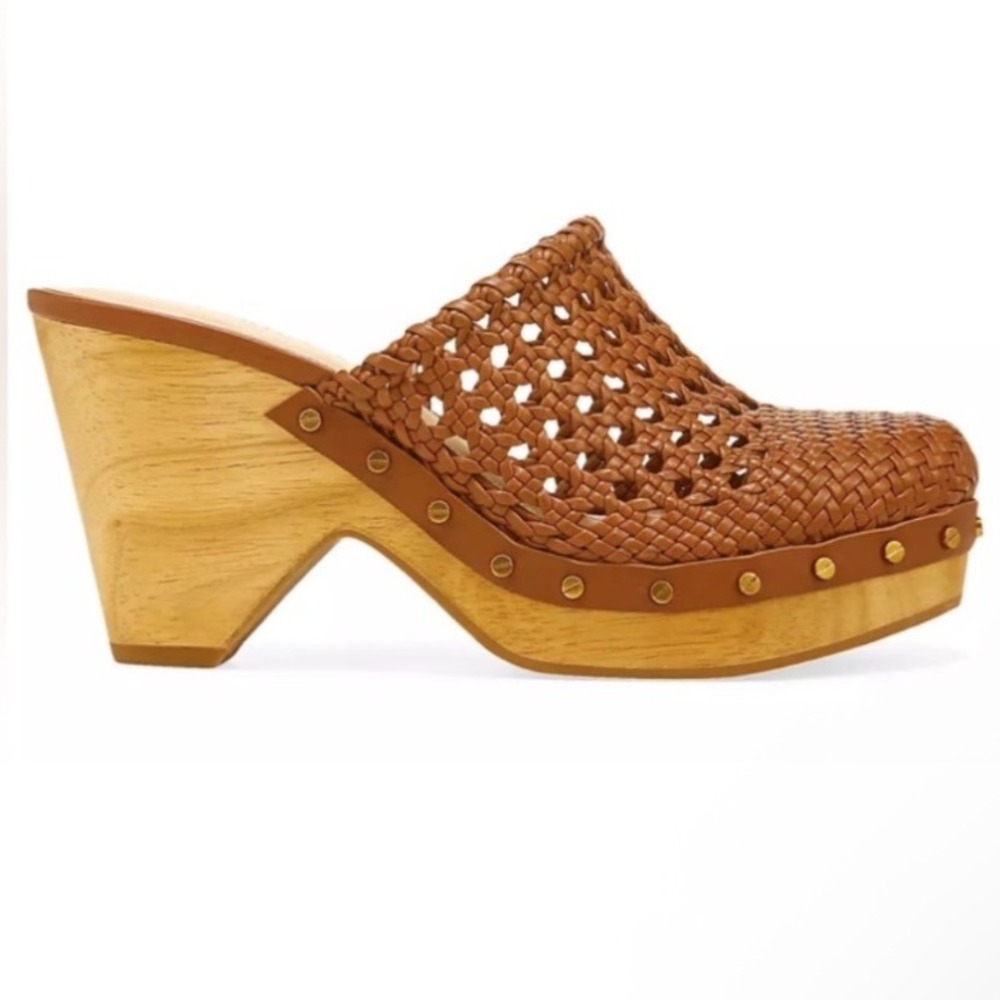 VERONICA BEARD Hardie woven leather‎ clogs Brown Size 6